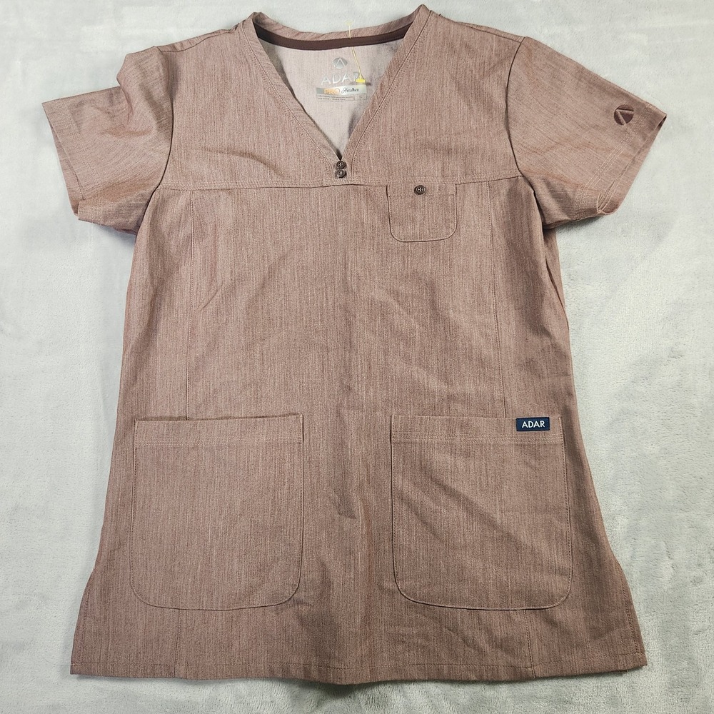 ADAR‎ PRO Heather collection women's  Brown scrub shirt size Small